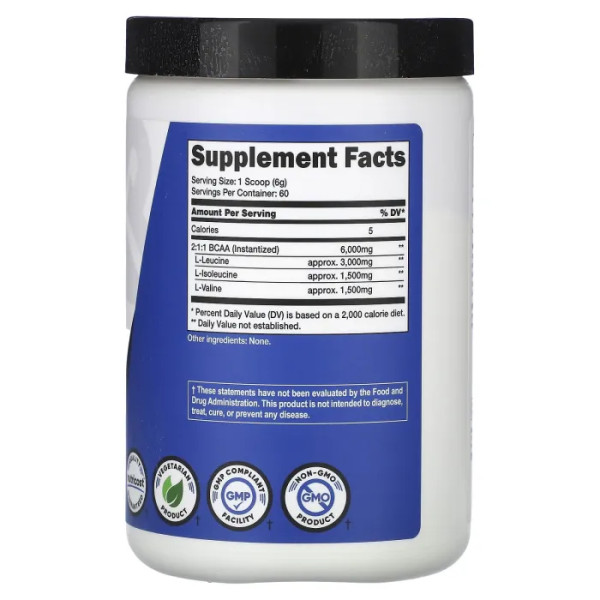 Амінокислоти ВСАА, Amino Acids BCAA, Nutricost, Performance, без смаку, 360 г