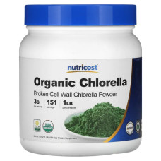 Хлорелла органічна, Nutricost Chlorella, порошок, 454 г