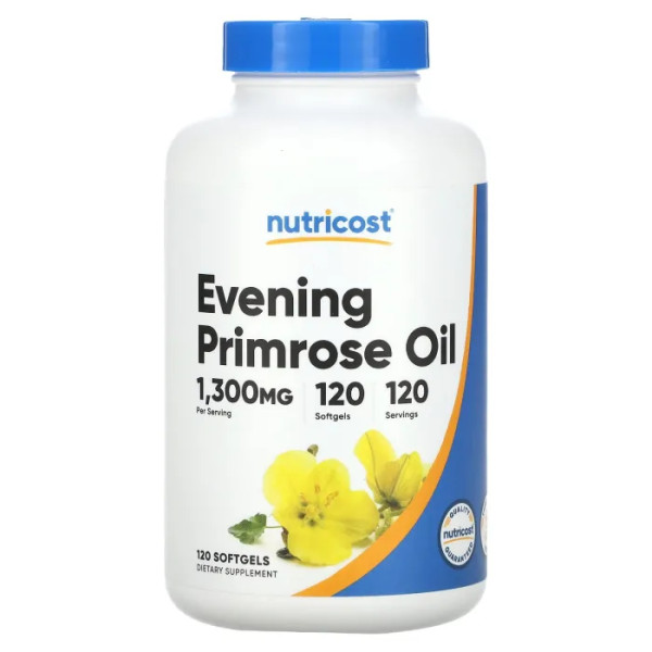 Олія вечірньої примули, Evening Primrose Oil, Nutricost, 1300 мг, 120 гелевих капсул