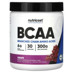 Аминокислоты BCAA, со вкусом виноград, Amino Acids BCAA Nutricost, 300 г