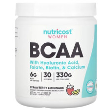 BCAA для жінок, BCAA Nutricost, смак полуничний лимонад, 330 г