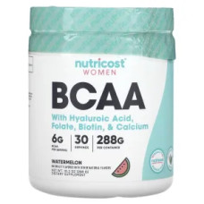 BCAA для жінок, зі смаком кавун, Women BCAA Nutricost, 288 г, з гіалуроновою кислотою, фолатом, біотином та кальцієм
