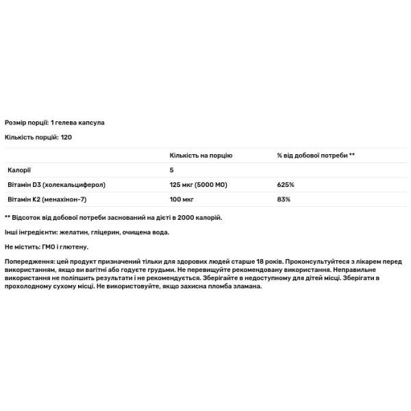Вітамін К2 і D3, Vitamin K2 + Vitamin D3, Nutricost, 120 гелевих капсул