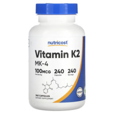 Вітамін K2 MK-4 100 мкг, Nutricost Vitamin K2, 240 капсул