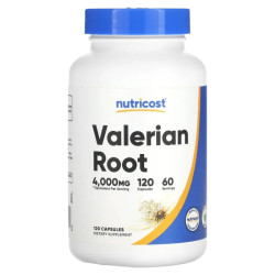 Корень валерианы 4000 мг, Valerian Root Nutricost, 120 капсул, 2000 мг на капсулу