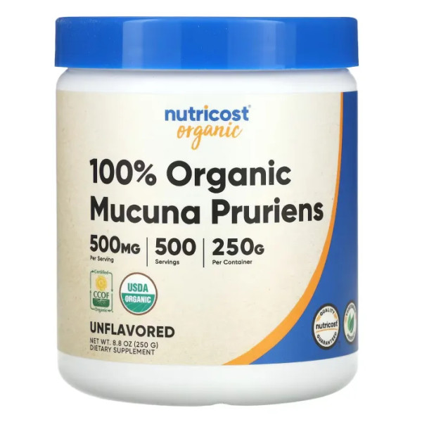 Мукуна пекуча 100% органічна, Mucuna Pruriens, Nutricost, без добавок, 250 г