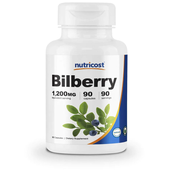 Чорниця, Bilberry, Nutricost, 1200 мг, 90 вегетаріанських капсул