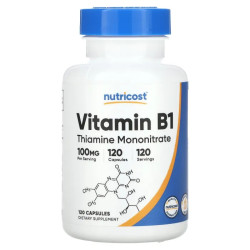 Вітамін B1 100 мг, Nutricost Vitamin B1, мононітрат тіаміну, 120 капсул