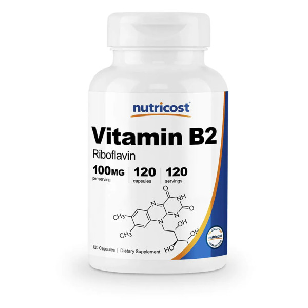 Вітамін В2 (рибофлавін), Vitamin B2, Nutricost, 100 мг, 120 капсул