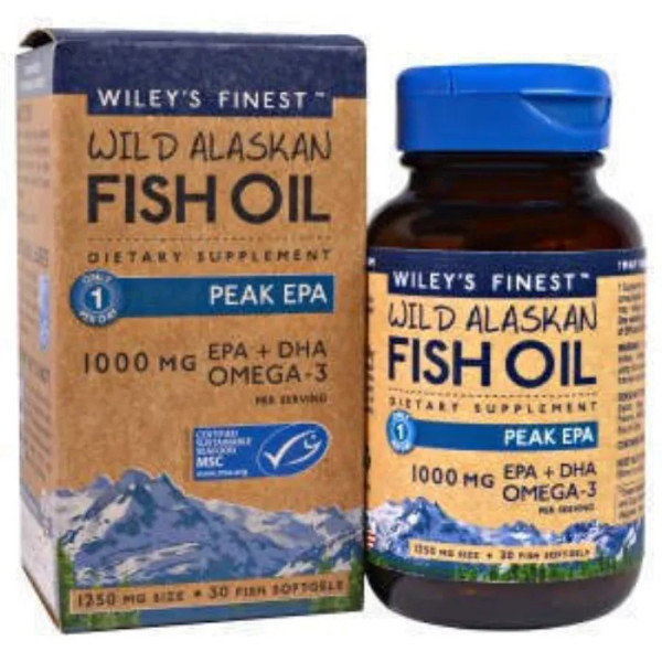Аляскинский риб'ячий жир, Alaskan Fish Oil, Wiley's Finest, 1250 мг, 30 капсул
