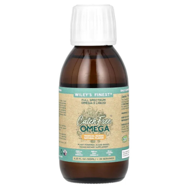 Омега-3, CatchFree Omega, Wiley's Finest, зі смаком тропічного манго, 125 мл