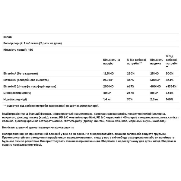 Здоров'я очей, Areds, Focus Select, 180 таблеток