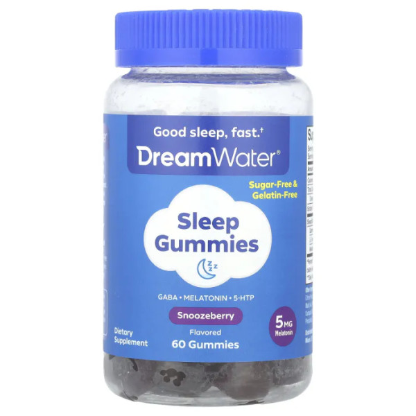 Підтримка сну, Sleep Gummies, Snoozeberry, Dream Water, допоможе швидко заснути і прокинутися відпочившим, сонна ягода, 60 жувальних цукерок
