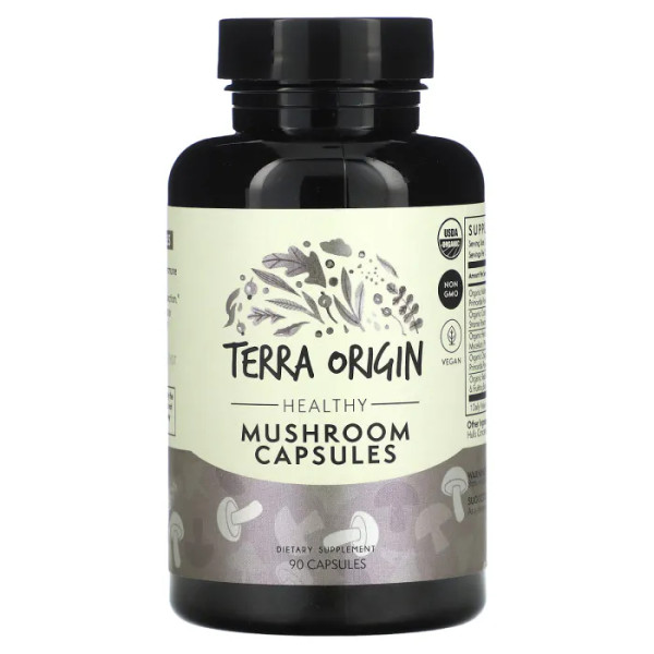 Гриби для імунітету та мозку, Healthy Mushroom Capsules, Terra Origin, 90 веганських капсул