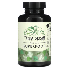 Овочі та зелень суперпродукт з 29 фруктів, овочів та трав, Terra Origin Veggie Superfood, 90 веганських капсул