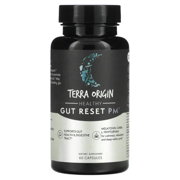 Здоровий кишечник, розслаблення та сон, Healthy Gut Reset PM, Terra Origin, 60 веганських капсул