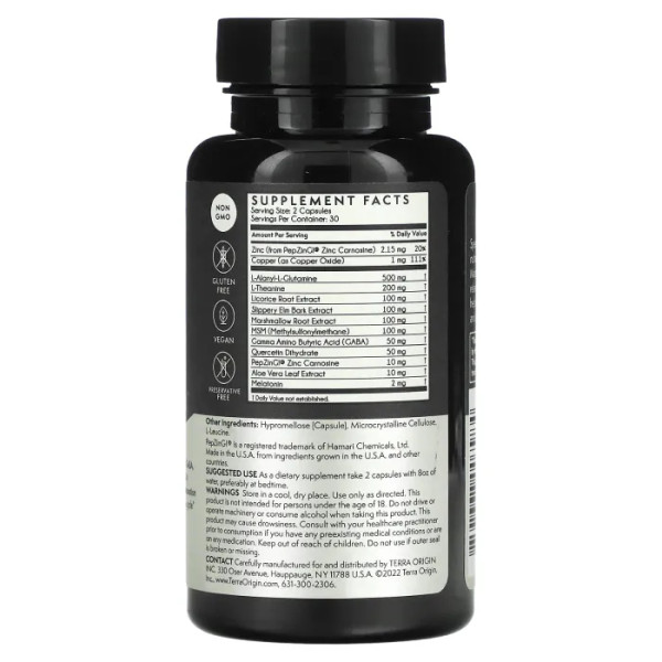 Здоровий кишечник, розслаблення та сон, Healthy Gut Reset PM, Terra Origin, 60 веганських капсул