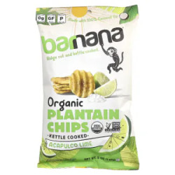 Чіпси із плантану органічні, Barnana Organic Plantain Chips, смак Acapulco Lime 140 г