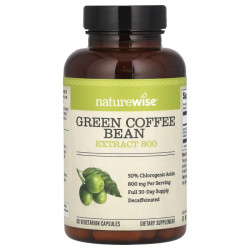 Зелена кава 800 мг екстракт зерен, NatureWise Green Coffee, 60 вегетаріанських капсул