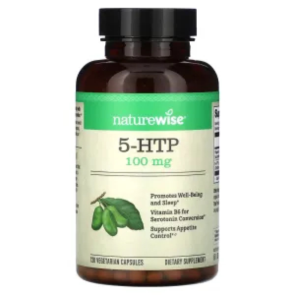 5-HTP (L-5-гідрокситриптофан), 5-HTP, NatureWise, 100 мг, 120 вегетаріанських капсул