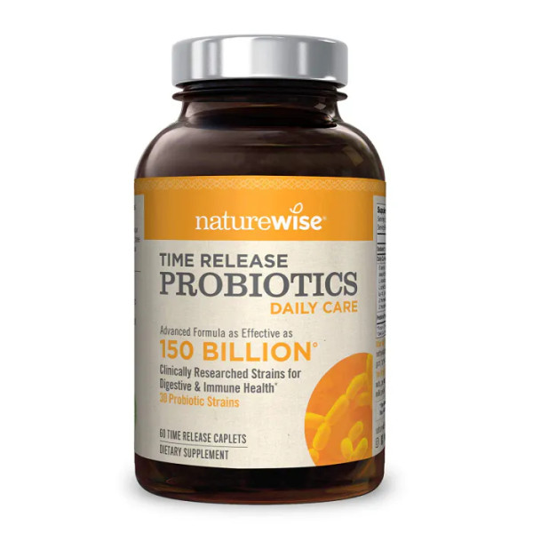 Пробіотик з відкладеним вивільненням, Time Release Probiotics, NatureWise, 150 млрд. КУО, 60 капсул