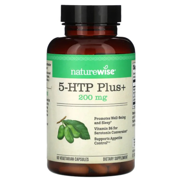 5-HTP плюс, 5-HTP Plus, NatureWise, підтримка настрою, природний засіб для сну та приборкання апетиту, 200 мг, 60 капсул