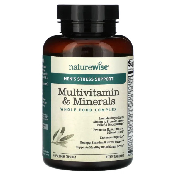 Мультивітаміни та мінерали для чоловіків, Multivitamin and Minerals, NatureWise, підтримка при стресі, 60 вегетаріанських капсул