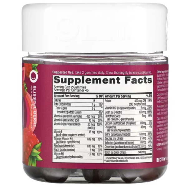 Мультивітамінний комплекс для жінок, Women's Multi, OLLY, з біотином та фолієвою кислотою, ягідне блаженство, 90 жувальних цукерок.