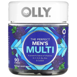 Мультивітаміни для чоловіків жувальні, смак чорниці, OLLY The Perfect Men's Multi, 90 жувальних цукерок