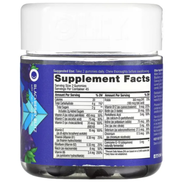 Мультивітаміни та мінерали для чоловіків, The Perfect Men's Multi, OLLY, суміш вітамінів A, C, D, E, B, цинку та CoQ10, смак чорниці, 90 жувальних цукерок