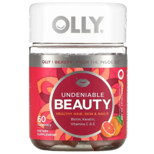 Волосся, шкіра та нігті, Undeniable Beauty, OLLY, з біотином, кератином, вітамінами C та E, смак - грейпфрутовий гламур, 60 жувальних цукерок