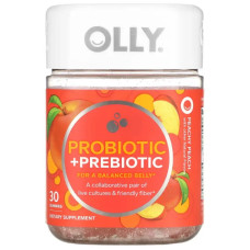 Пробіотик з пребіотиком жувальні 500 млн КУО, смак персик, OLLY Probiotic + Prebiotic, 30 жувальних цукерок