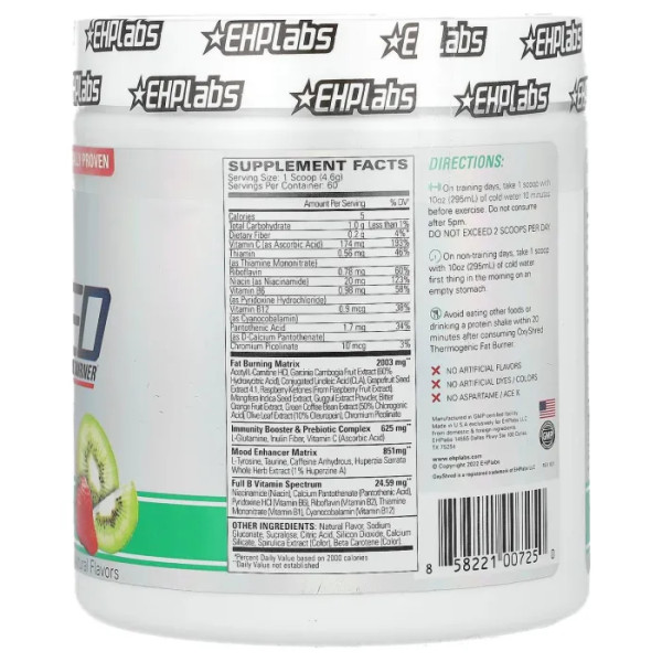 Жироспалювач термогенний, Thermogenic Fat Burner, EHPlabs, зі смаком ківі-полуниця, 276 г