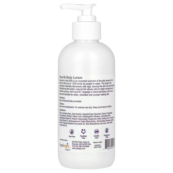 Лосьйон для рук та тіла, Hand & Body Lotion with Hyaluronic Acid, Hyalogic, з гіалуроновою кислотою, без віддушки, 295,7 мл