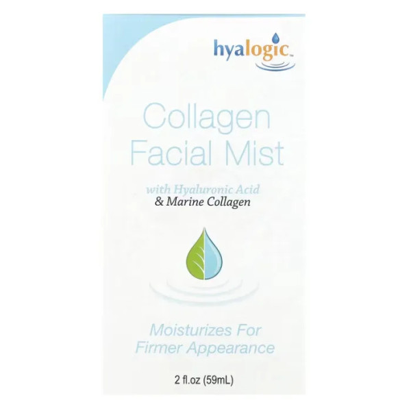 Спрей для обличчя, колагеновий, Collagen Facial Mist, Hyalogic, з гіалуроновою кислотою та морським колагеном, без запаху, 59 мл
