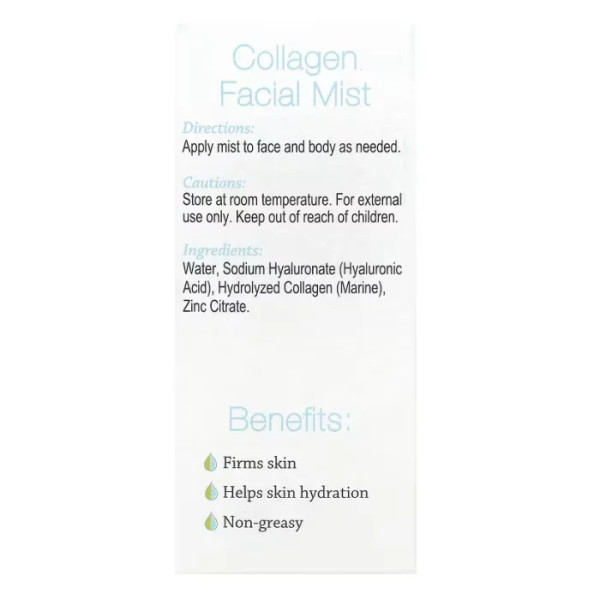 Спрей для обличчя, колагеновий, Collagen Facial Mist, Hyalogic, з гіалуроновою кислотою та морським колагеном, без запаху, 59 мл