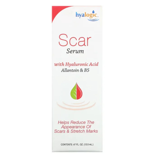 Сироватка від шрамів для обличчя та тіла, Scar Serum, Hyalogic, з гіалуроновою кислотою, алантоїном та вітаміном B5, 13,5 мл