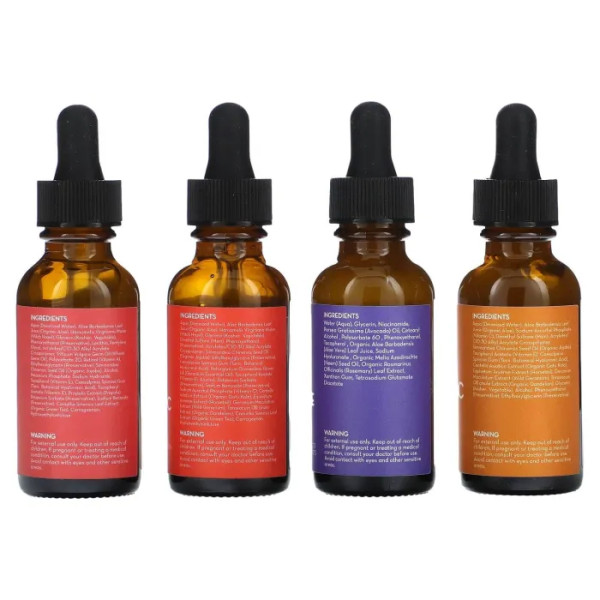 Сироватки для обличчя, Facial Serum Set, Pure Body Naturals, набір з 4 предметів, 30 мл кожен