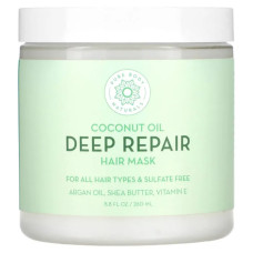 Маска для глибокого відновлення волосся з кокосовим маслом, Pure Body Naturals Coconut Oil Deep Repair Hair Mask 260 мл
