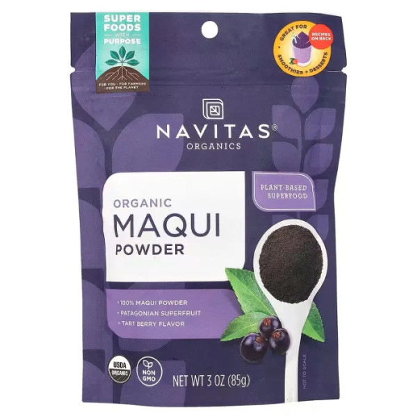 Ягоди маки, сублімований порошок, Maqui, Navitas Naturals, органік, 85 г