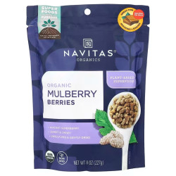 Шелковица, Navitas Naturals Mulberry Berries, сушеная белая, органик, 227 г.