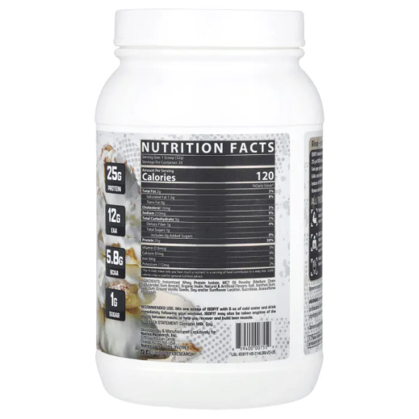 Ізолят сироваткового протеїну, IsoFit® Protein, Nutrex Research, ванільне морозиво, 969 г