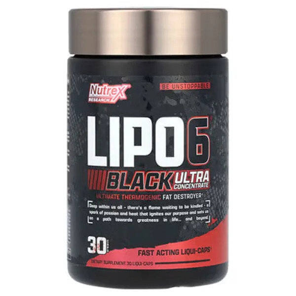 Жироспалювач Ліпо-6, LIPO-6 Black, Nutrex Research Labs, ультраконцентрат, 30 капсул з рідиною