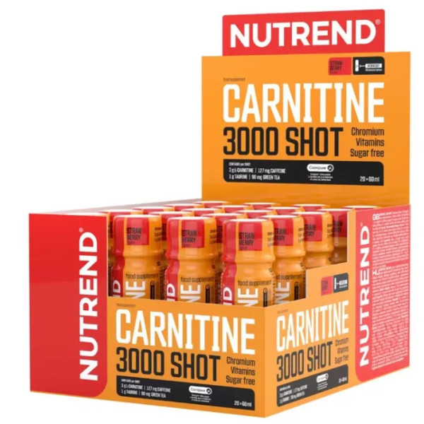 Карнітин 3000 Шот, Carnitine 3000 Shot, Nutrend, полуниця, 20*60 мл