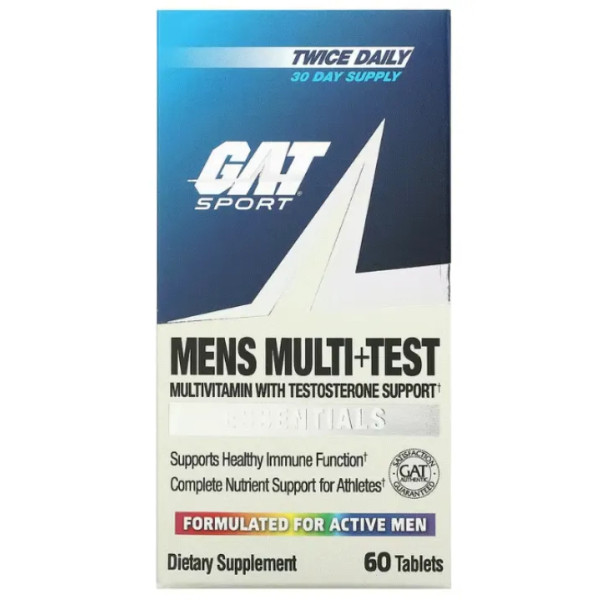 Підтримка тестостерону, Mens Multi + Test, GAT, комплекс мультивітамінів та мультимінералів для чоловіків, 60 таблеток