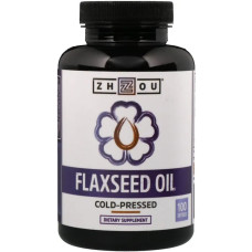Лляна олія, Zhou Nutrition Flaxseed Oil, 100 гелевих капсул