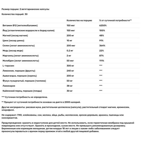 Підтримка щитовидної залози, Thyroid Support, Zhou Nutrition, 60 вегетаріанських капсул