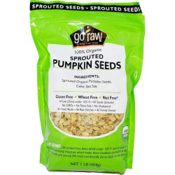 Гарбузове насіння, пророщене, з морською сіллю, органік, Sprouted Pumpkin Seeds Go Raw, 397 г
