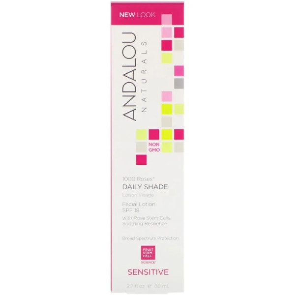 Лосьйон для обличчя з SPF 18 для чутливої шкіри, Lotion, Andalou Naturals, (80 мл)