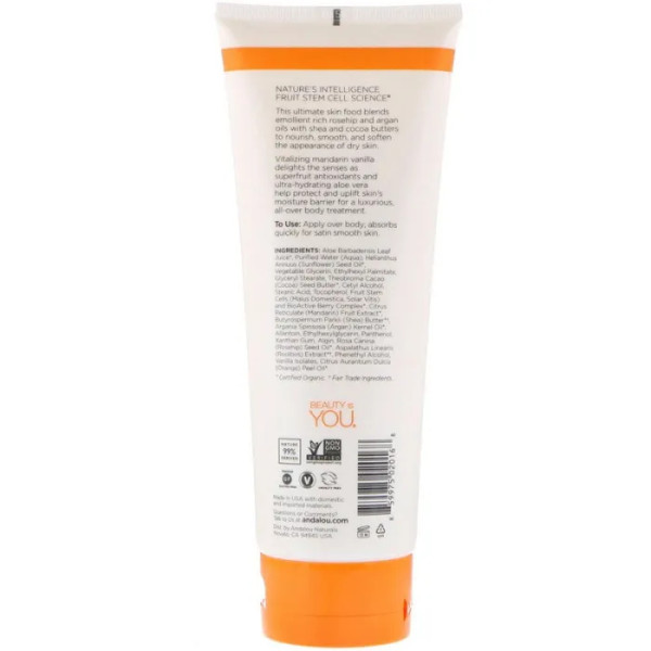 Лосьйон для тіла живильний, Body Lotion, Andalou Naturals, мандарин, ваніль, 236 мл.